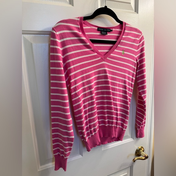 *NWOT* Ralph Lauren Striped V-Neck Sweater, Size Small - Picture 14 of 15